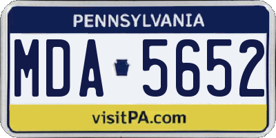 PA license plate MDA5652