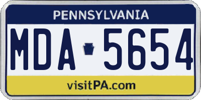 PA license plate MDA5654