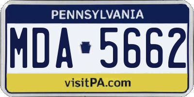 PA license plate MDA5662