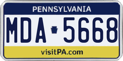 PA license plate MDA5668