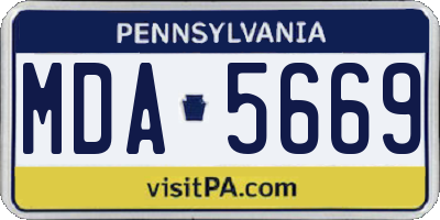 PA license plate MDA5669