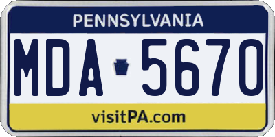 PA license plate MDA5670