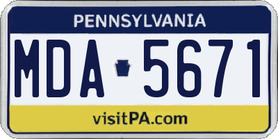 PA license plate MDA5671