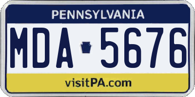 PA license plate MDA5676