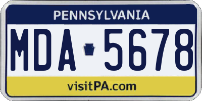 PA license plate MDA5678