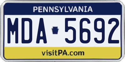 PA license plate MDA5692
