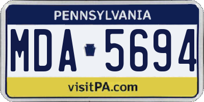 PA license plate MDA5694