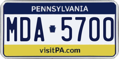 PA license plate MDA5700