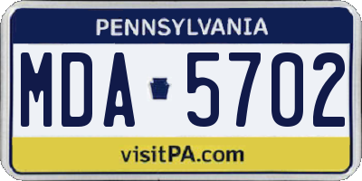 PA license plate MDA5702