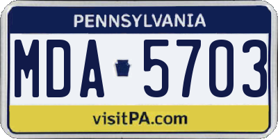 PA license plate MDA5703