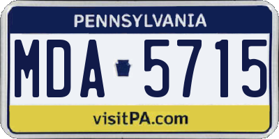 PA license plate MDA5715