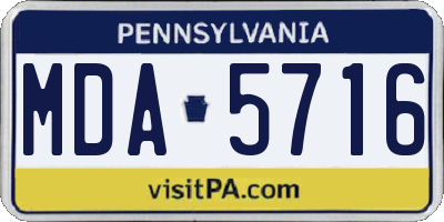 PA license plate MDA5716