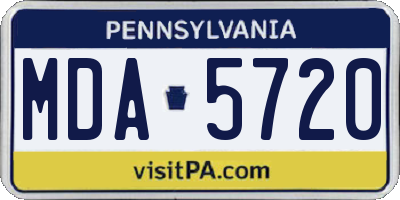 PA license plate MDA5720