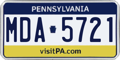 PA license plate MDA5721