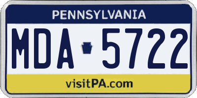 PA license plate MDA5722