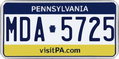 PA license plate MDA5725