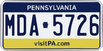 PA license plate MDA5726