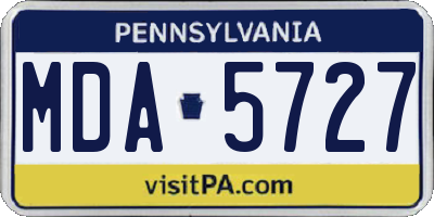 PA license plate MDA5727