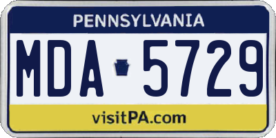 PA license plate MDA5729