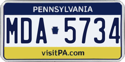 PA license plate MDA5734