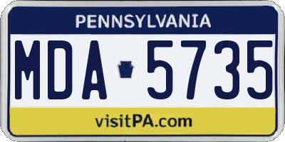 PA license plate MDA5735