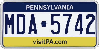 PA license plate MDA5742