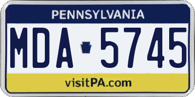 PA license plate MDA5745