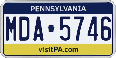PA license plate MDA5746