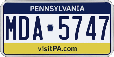 PA license plate MDA5747