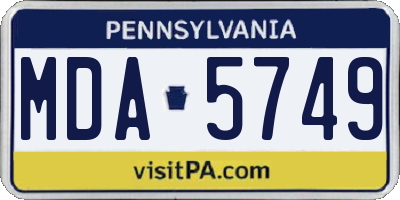 PA license plate MDA5749