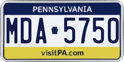 PA license plate MDA5750