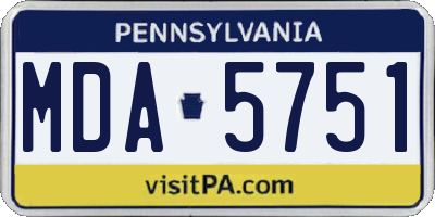 PA license plate MDA5751
