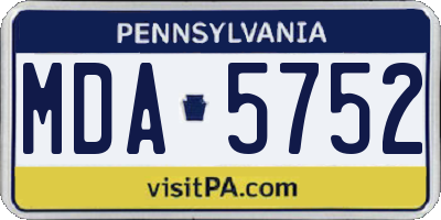 PA license plate MDA5752
