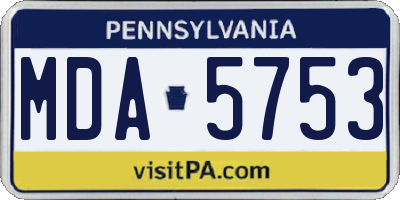 PA license plate MDA5753