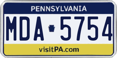 PA license plate MDA5754