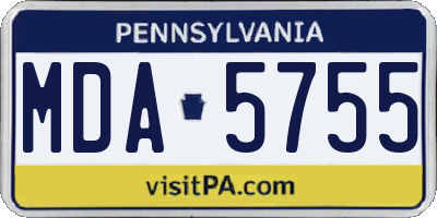 PA license plate MDA5755