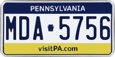 PA license plate MDA5756