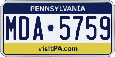 PA license plate MDA5759