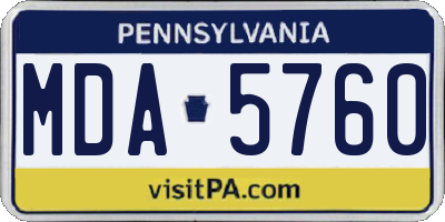 PA license plate MDA5760