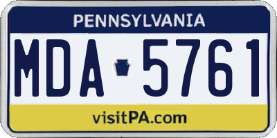 PA license plate MDA5761