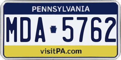 PA license plate MDA5762