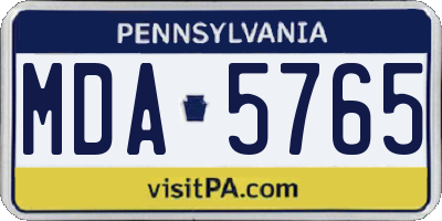 PA license plate MDA5765