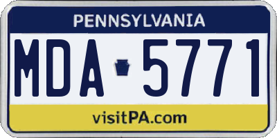 PA license plate MDA5771