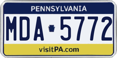 PA license plate MDA5772