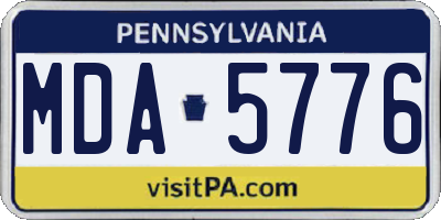 PA license plate MDA5776