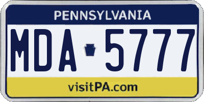 PA license plate MDA5777