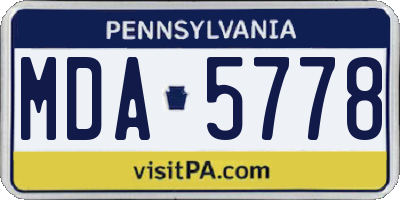 PA license plate MDA5778