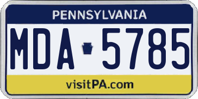 PA license plate MDA5785