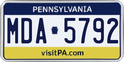 PA license plate MDA5792
