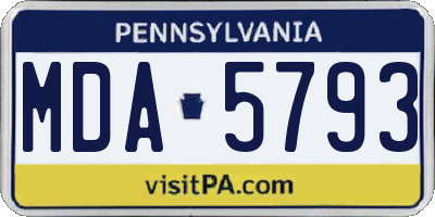 PA license plate MDA5793